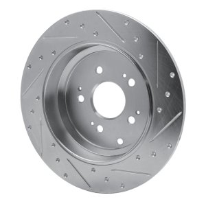 Acura MDX Brake Rotor (1) - Rear Left - R1 Concepts - Drilled & Slotted - Silver - `07-`17